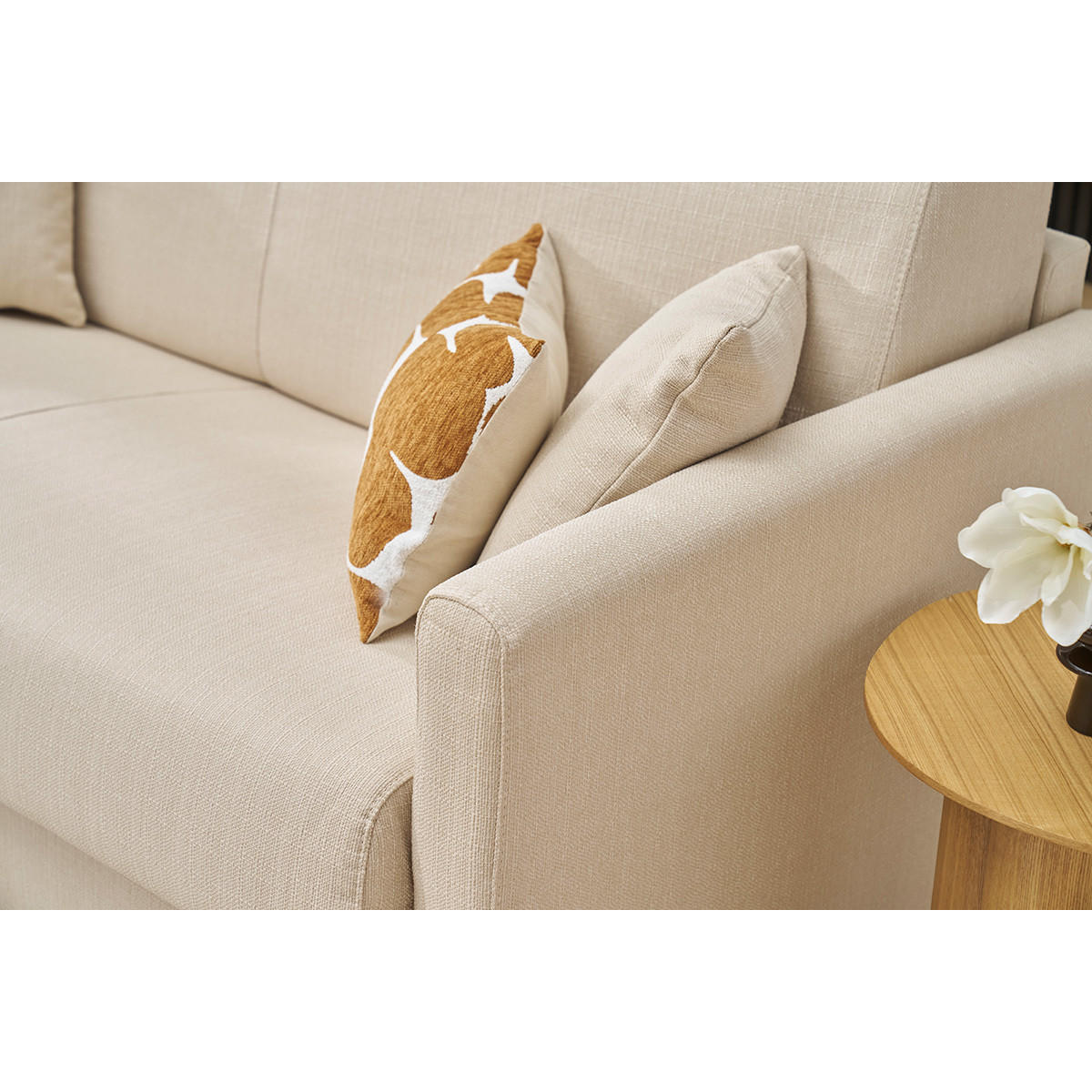 SCHLAFSOFA Skandinavisch 3-Sitzer Beige SKANDY - Beige, Textil (99/92/176cm) - Miliboo