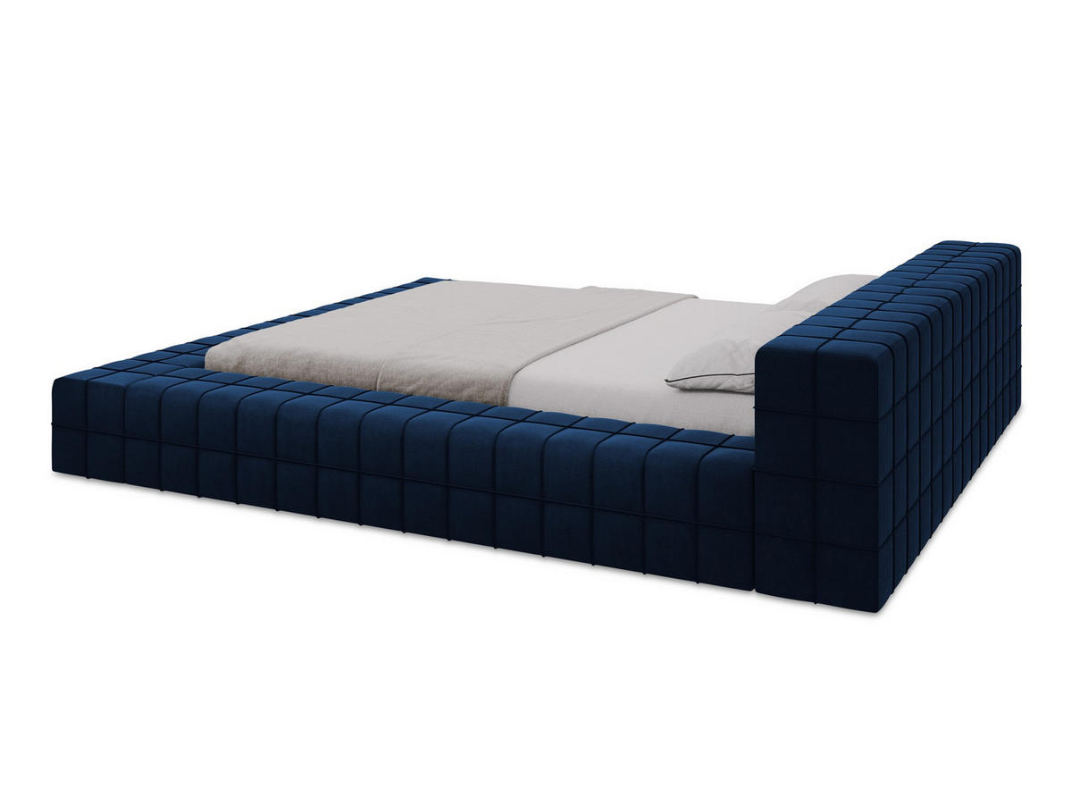 POLSTERBETT mit Lattenrost 220x260 Blau - Blau/Schwarz, Kunststoff/Textil (160/200cm) - Makamii
