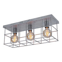 LED DECKENLEUCHTE Metall Silber Gitteroptik - Silberfarben, Metall (60/20/20cm) - Globo Lighting