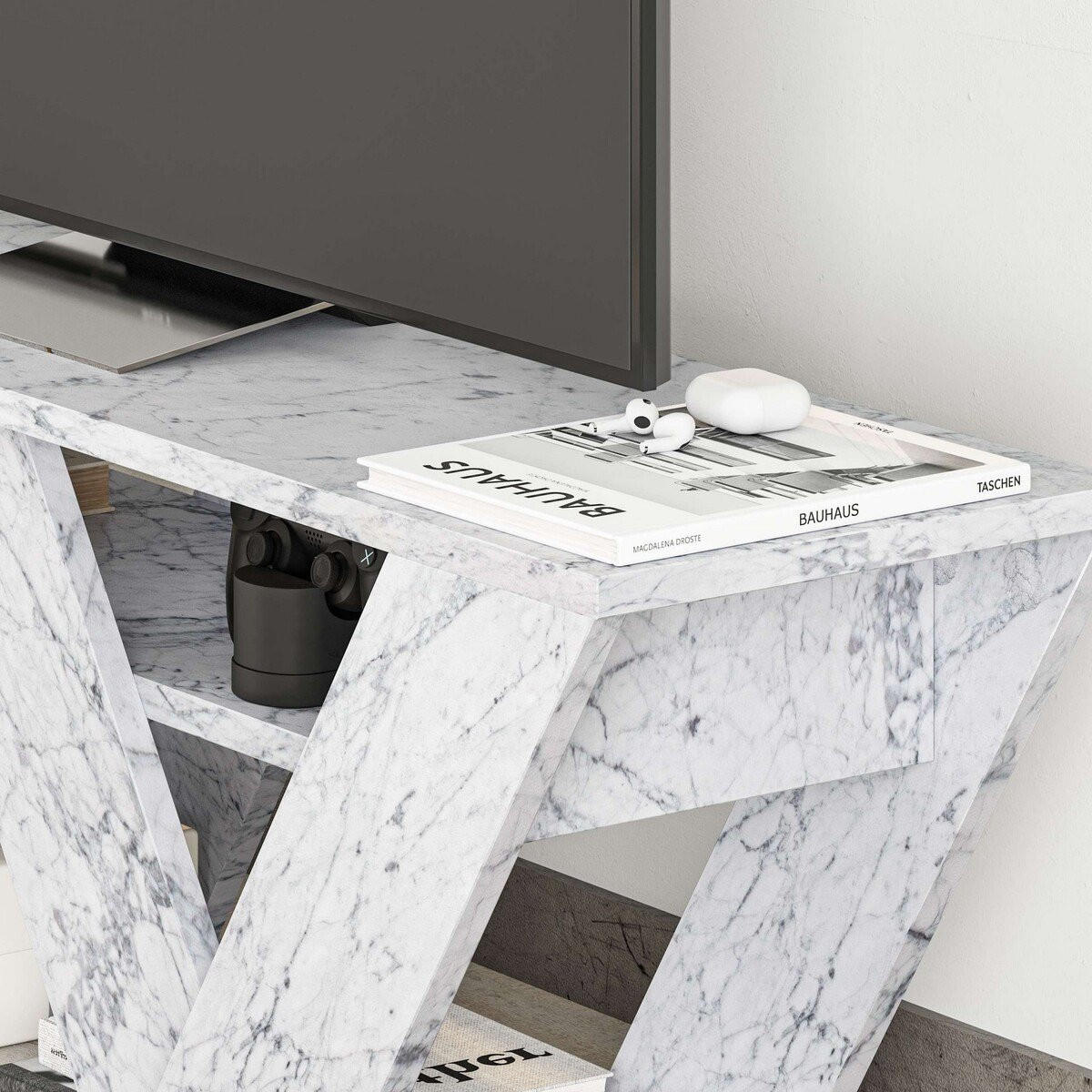 TV-MÖBEL 3 Regale L110 cm - Pipralla - Weiß, Holzwerkstoff (30/40/110cm) - Calicosy