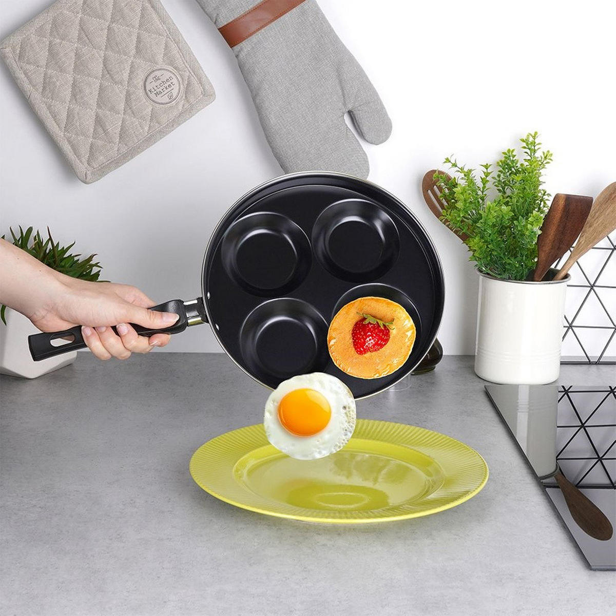 BRATPFANNE für Spiegeleier und Pfannkuchen 25cm 48743 - Schwarz, Metall (25cm) - Orion 