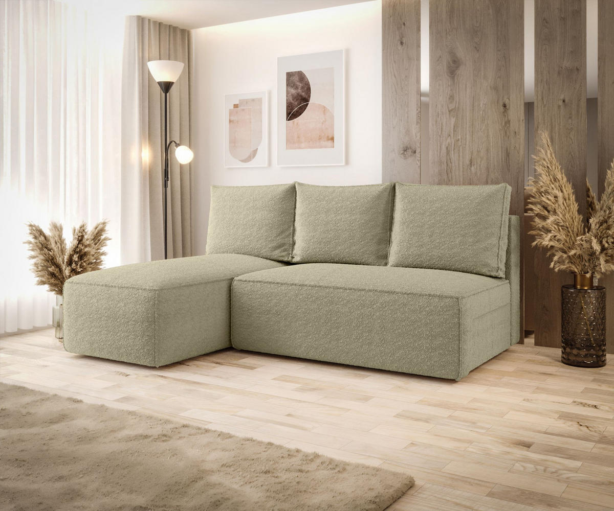 ECKSOFA mit Schlaffunktion SAVIO MINI Quelle 06 Links - Beige, Textil (200/140cm) - Bedante