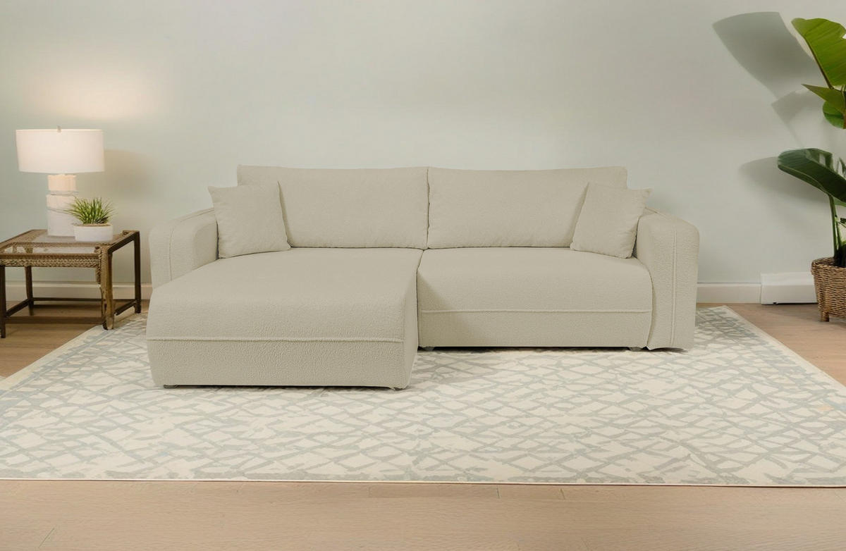 ECKSOFA Oreo L-Form Mit Bettkasten Und Schlaffunktion Quelle-Stoff Beige Links - Beige, Holz (143/247cm) - Kaiser Möbel
