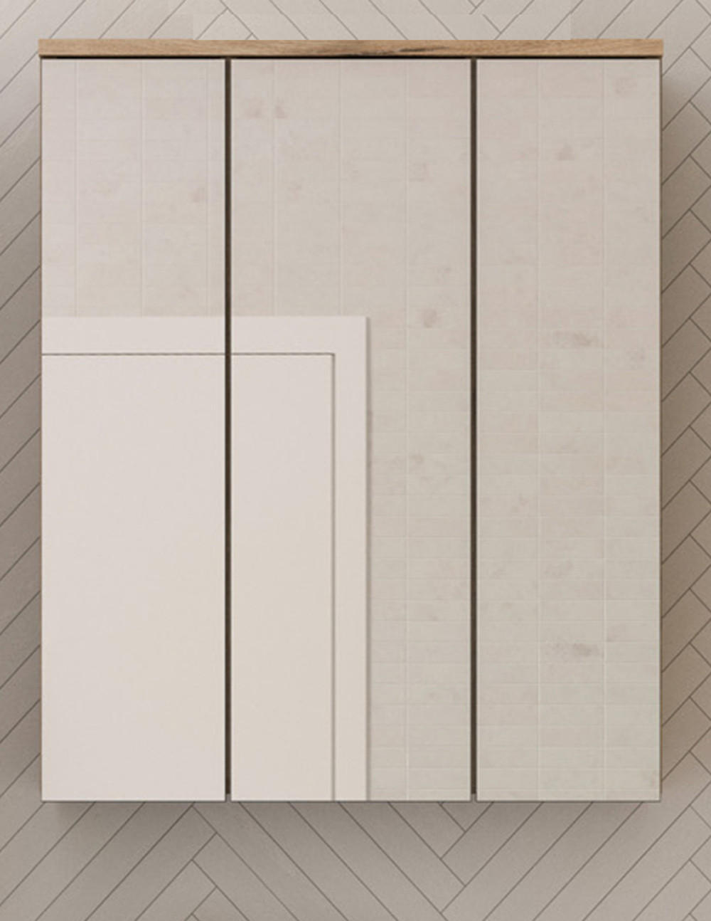 SPIEGELSCHRANK Eiche 60 cm Badschrank 3-türig, Badezimmermöbel - Eichefarben, Glas/Holzwerkstoff (60/77/18cm) - Inn.Furn