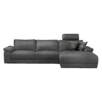 ECKSOFA XL MOTOR. RELAXFUNKTION LOLA Grau Webstoff - Schwarz/Grau, Textil (304/178cm) - KAWOLA