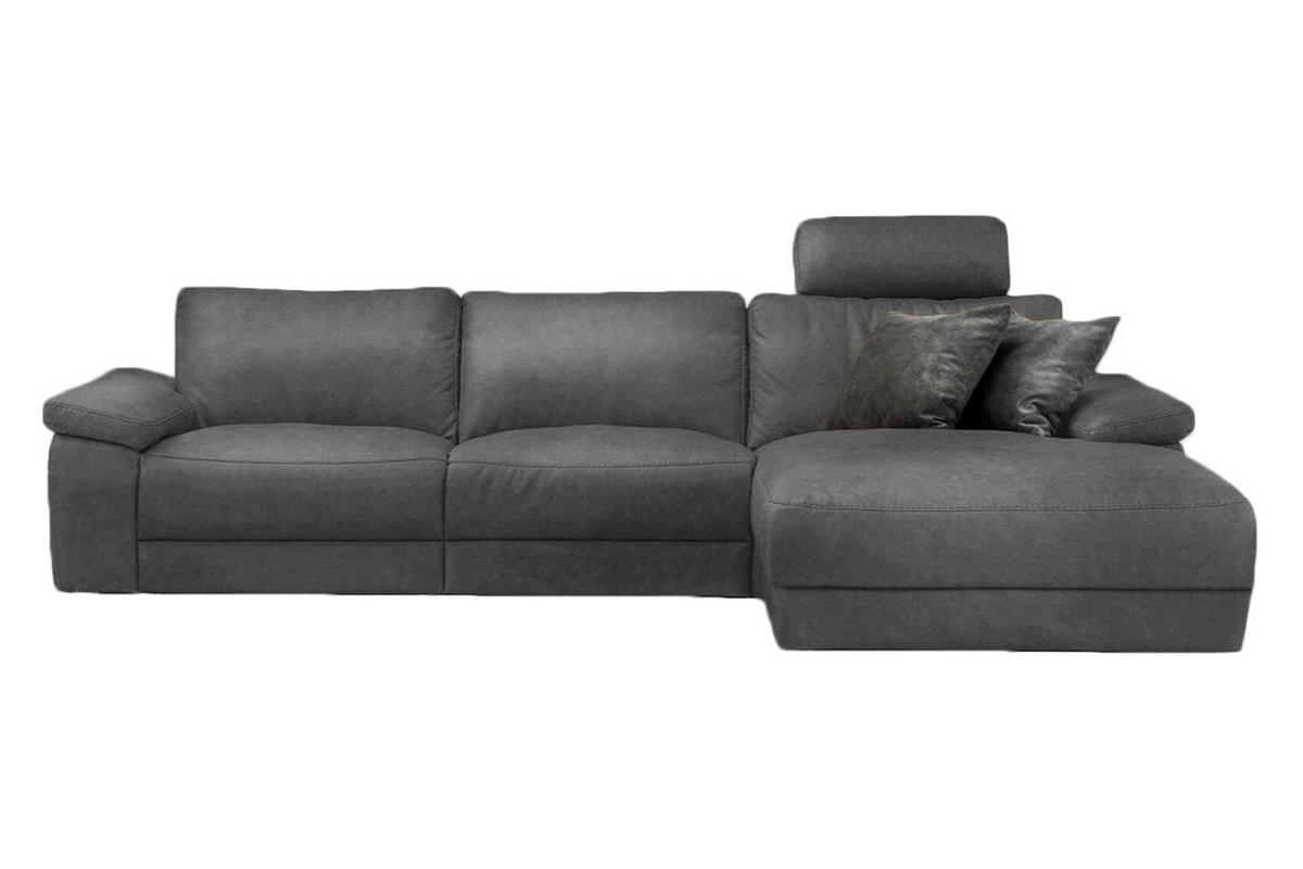 ECKSOFA XL MOTOR. RELAXFUNKTION LOLA Grau Webstoff - Schwarz/Grau, Textil (304/178cm) - KAWOLA