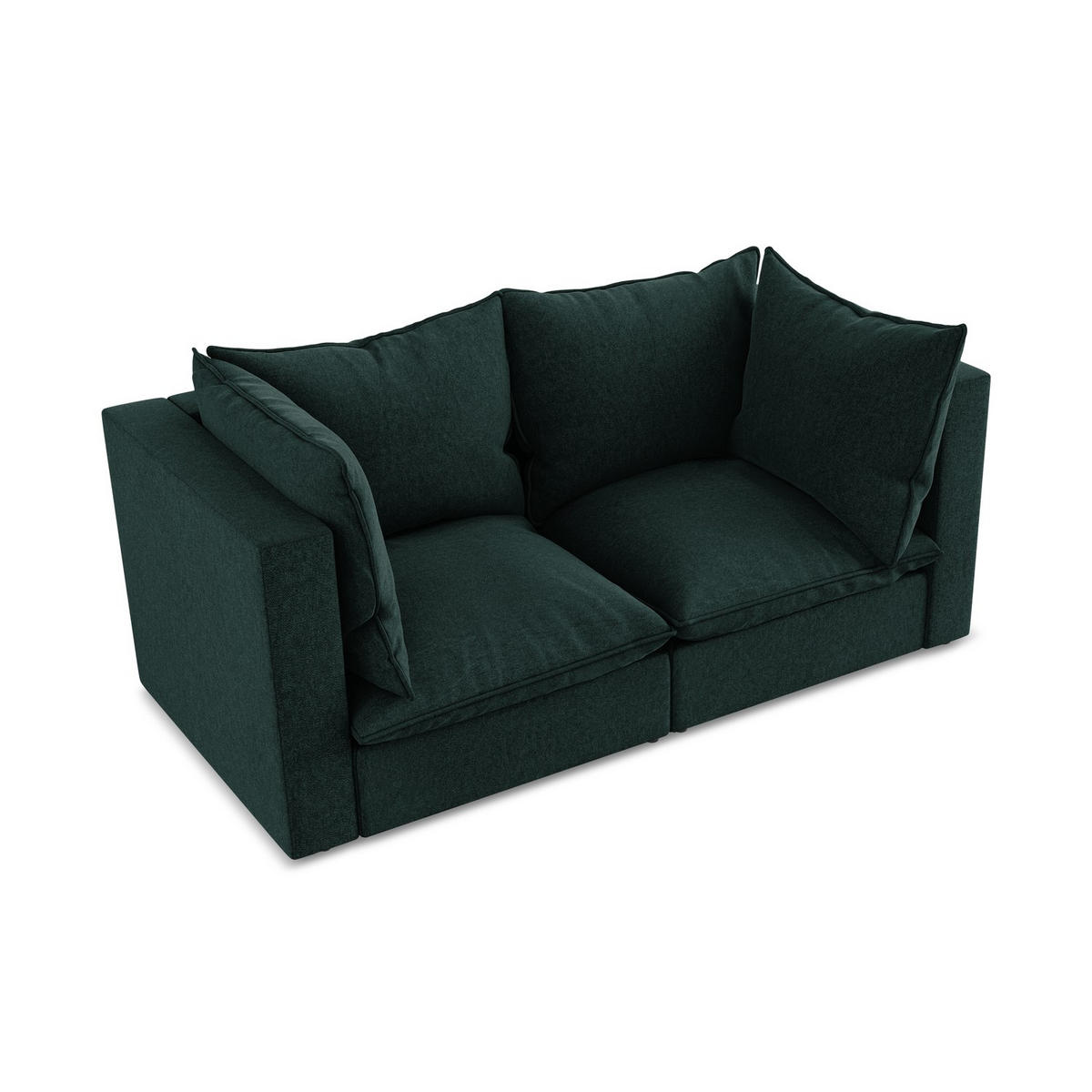 2-SITZER SOFA Samt Stoff Grün - Schwarz/Olivgrün, Holzwerkstoff/Kunststoff (180/77/90cm) - LaMiaSofa