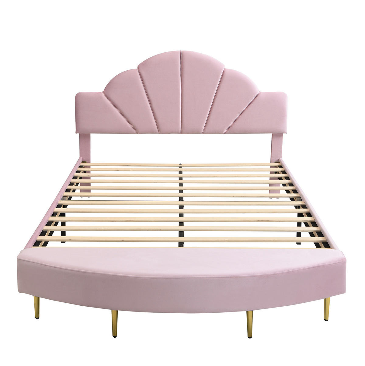 POLSTERBETT 140/200 cm Rosa mit Samtkopfteil und Bettbank - Rosa, Textil (140/200cm) - OKWISH