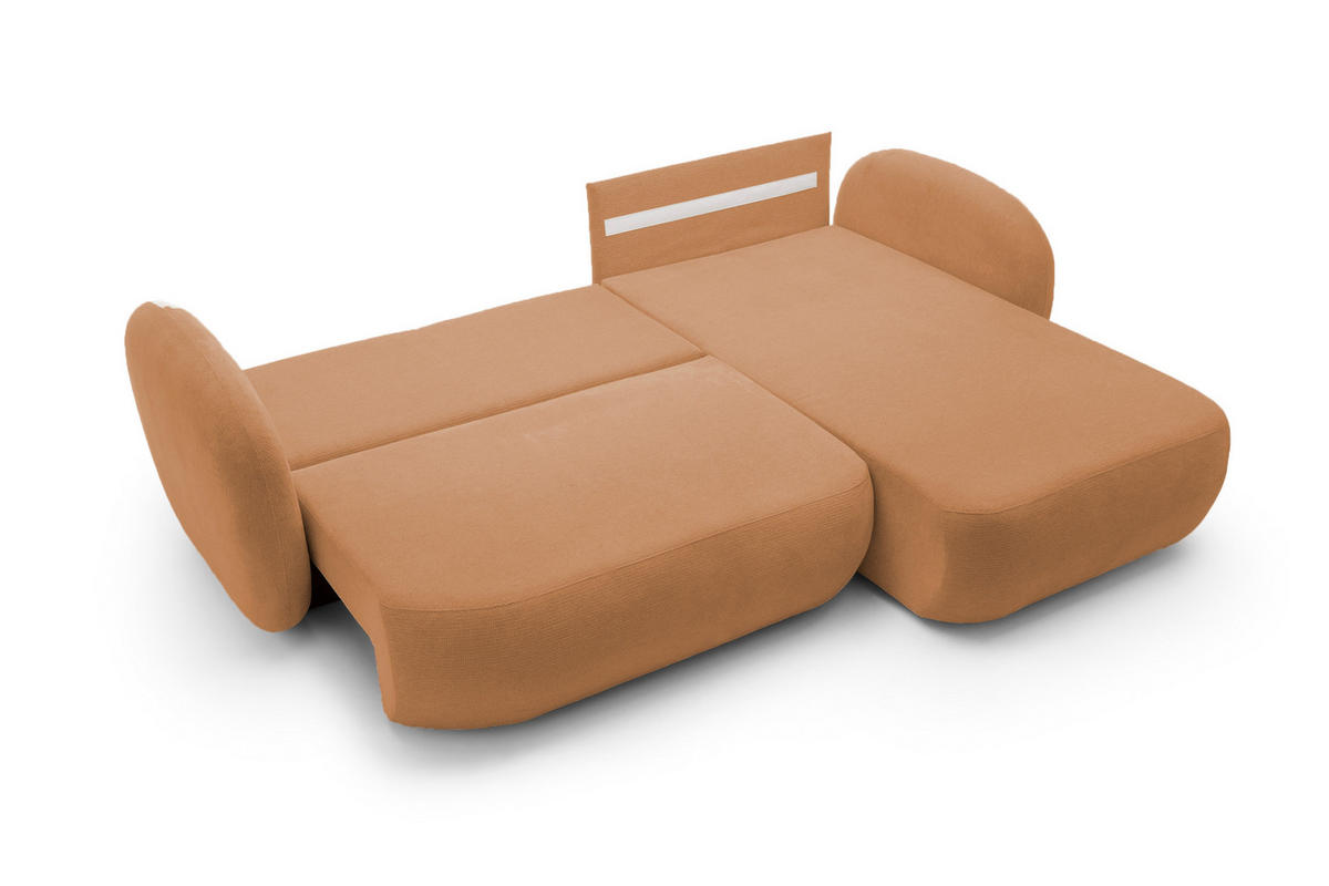 ECKSOFA OLIO L-Form Schlaffunktion mit Bettkasten, lose Rückenkissen, freistehend, RECHTS 248x174 cm Dark orange - Dunkelorange, Holz/Textil (248/174cm) - DomoHome