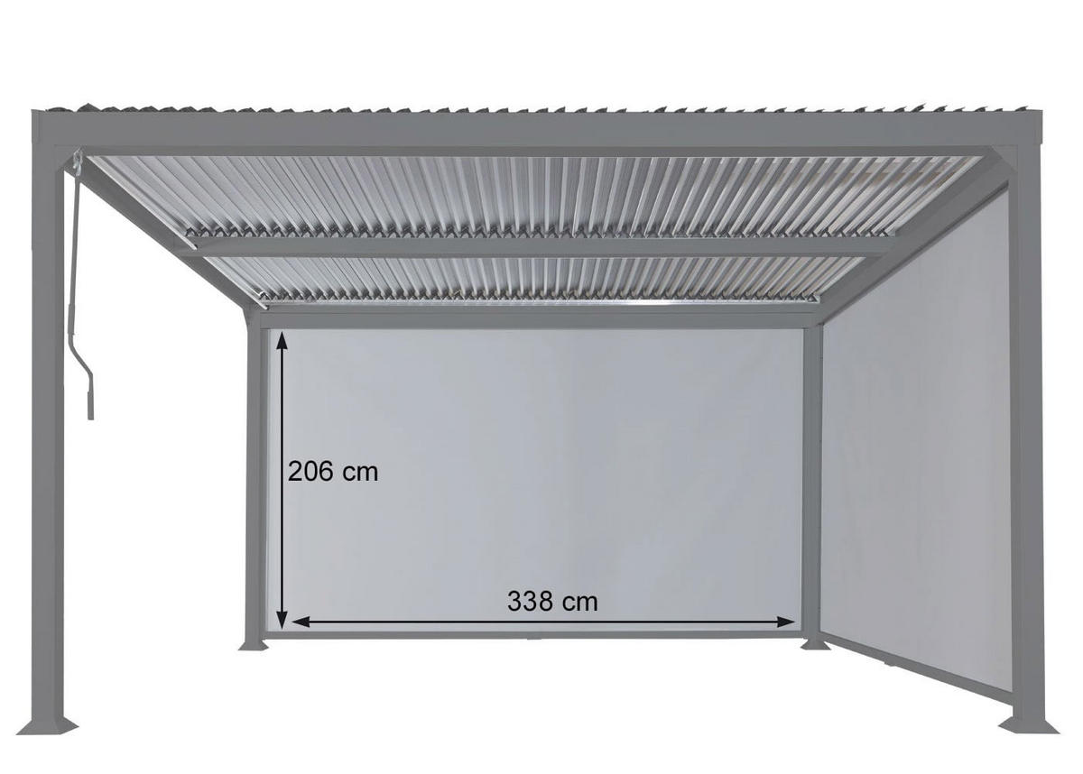 SEITENWAND für Pergola 3x3,7m 206x338cm Anthrazit - Anthrazit, Textil (338/206/1cm) - BERLINLODGE