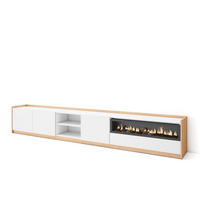 TV-SCHRANK, Lowboard, Weiß und Eiche Soft, Elektrokamin, 310/37/50cm - Weiß, Holzwerkstoff (310/50/37cm) - Skraut Home