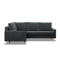 ECKSOFA LINKS MIT SCHLAFFUNKTION BLANK, Dunkelgrau - Dunkelgrau, Textil (223/172cm) - Mebligo