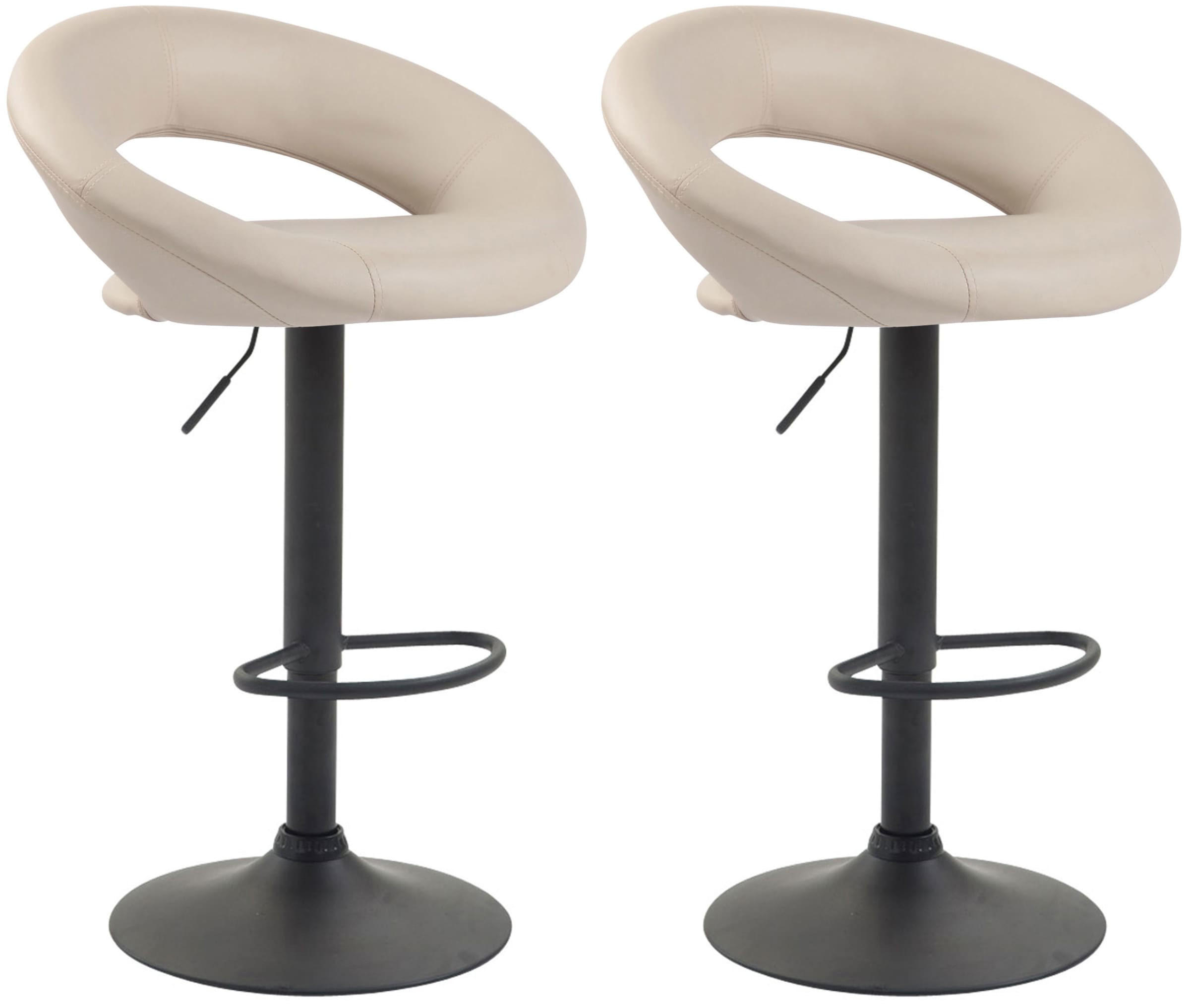 BARHOCKER 2er Set Lederlook creme - Creme/Schwarz, Textil/Metall (53/80/47cm) - CLP