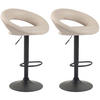 BARHOCKER 2er Set Lederlook creme - Creme/Schwarz, Textil/Metall (53/80/47cm) - CLP