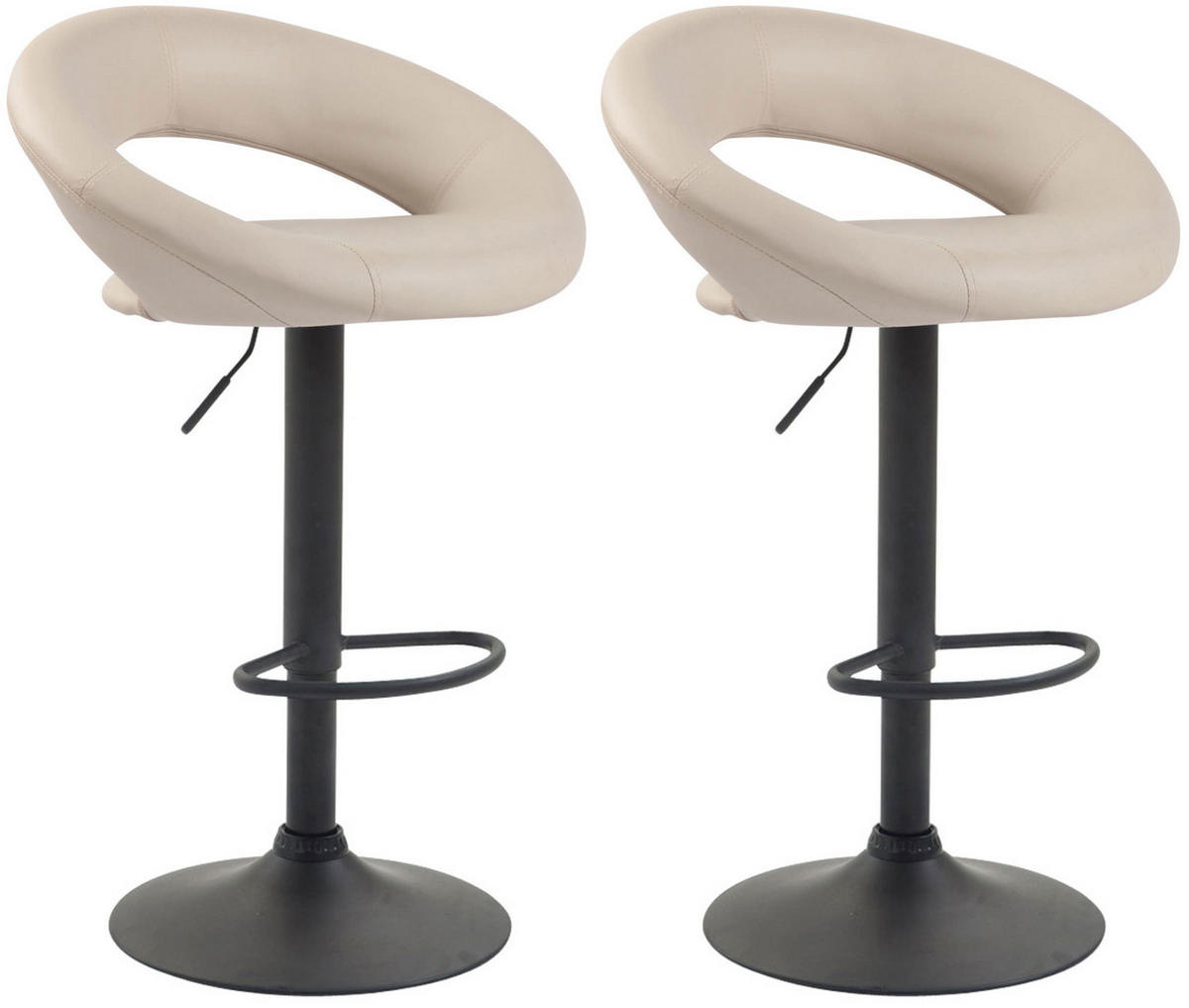 BARHOCKER 2er Set Lederlook creme - Creme/Schwarz, Textil/Metall (53/80/47cm) - CLP
