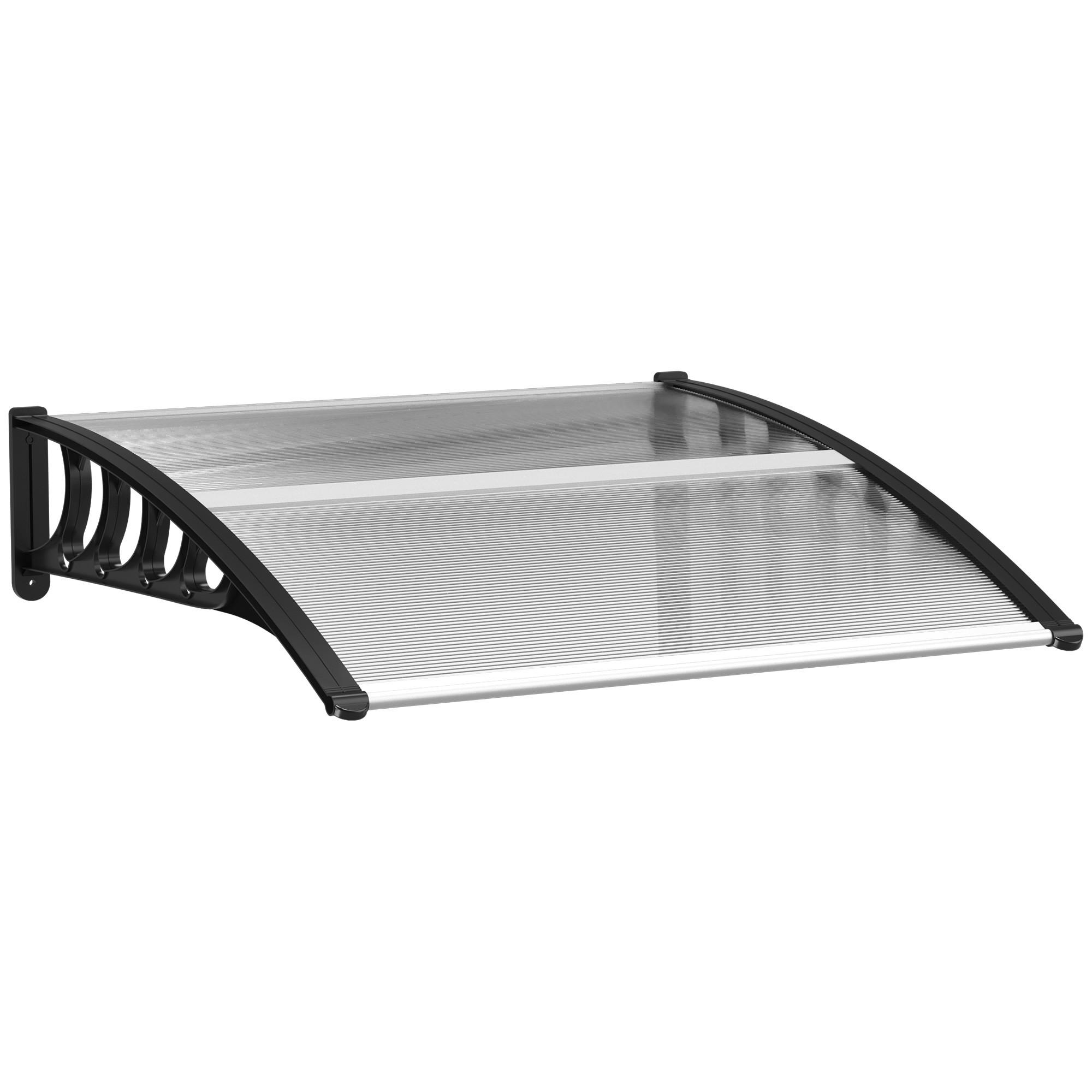 PULTVORDACH, Vordach, Alu, Schwarz - Schwarz, Kunststoff (96.5/27/103cm) - Outsunny