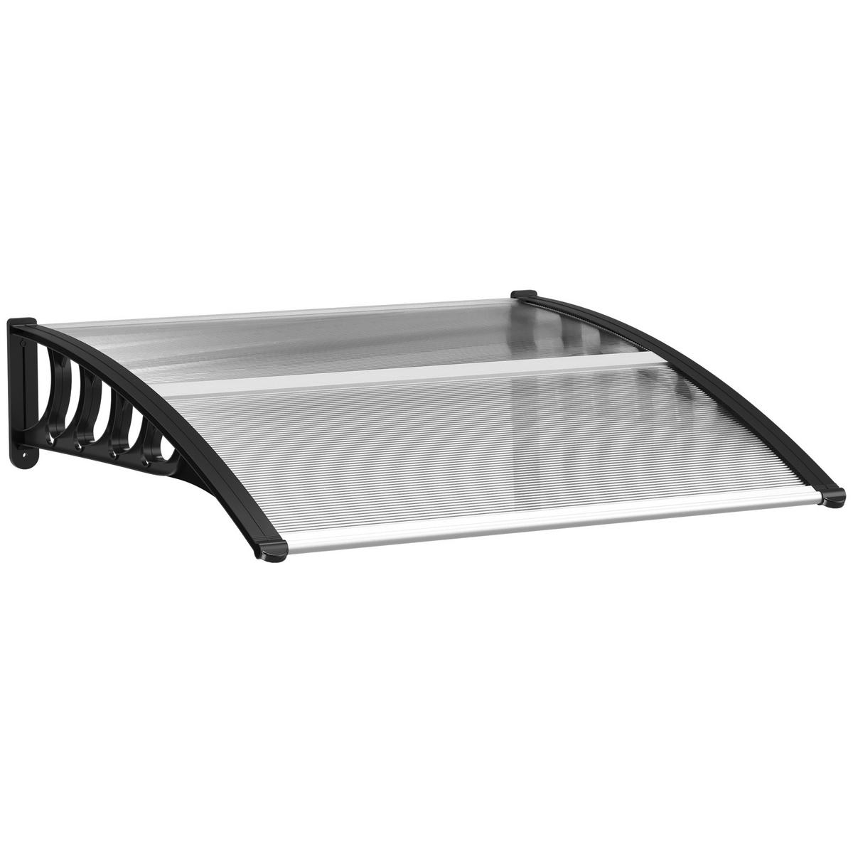 PULTVORDACH, Vordach, Alu, Schwarz - Schwarz, Kunststoff (96.5/27/103cm) - Outsunny