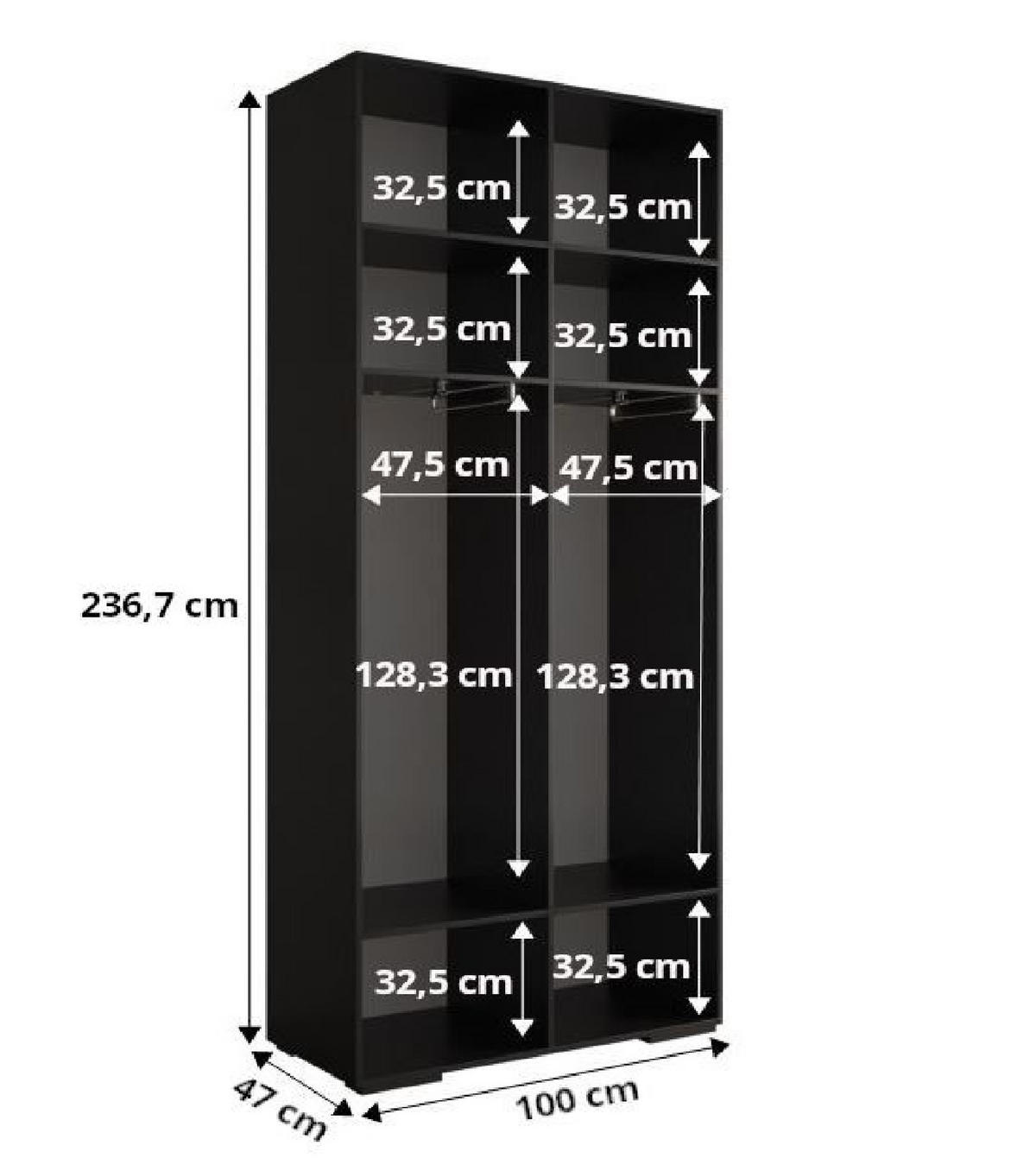DREHTÜRENSCHRANK 236.7/200/47 4-türig - Goldfarben/Schwarz, Holz/Metall (200/236.7/47cm) - MÖBEL KRYSPOL