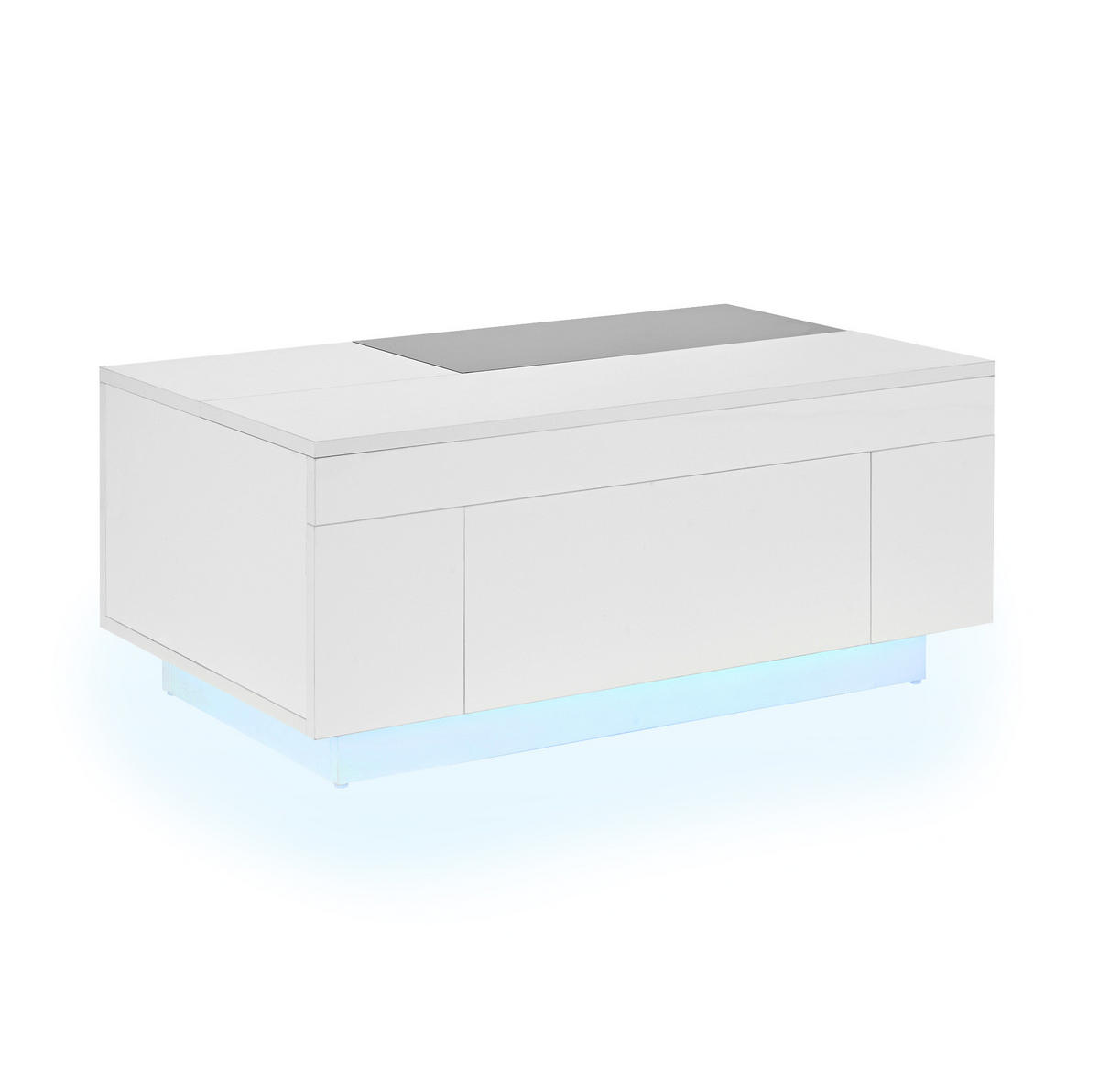 COUCHTISCH mit LED und Stauraum 80 x 50 cm MDF Black/White - Schwarz, Wellpappe (80/50/35.5cm) - Meubliv