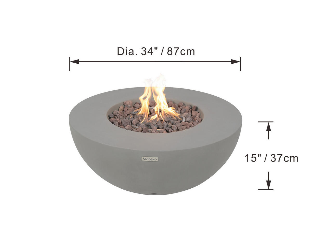 FEUERSTELLE Roca in Beton-Optik grau aus Faserbeton - Grau, Stein (87/37/87cm) - Elementi
