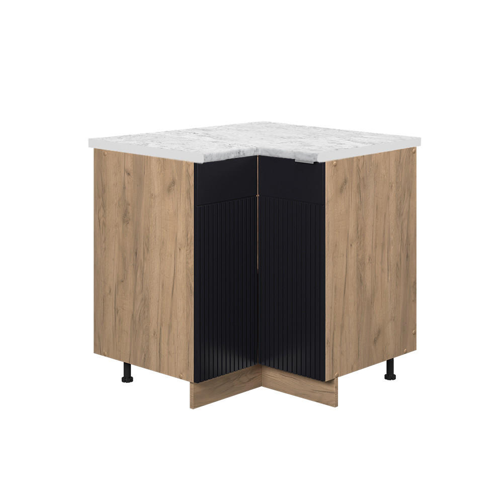 HÖRNUNDERSKÅP Fame-Line Svart randig 80.5 cm , AP Marble Svart, Honungsek 82/80.5/60 cm