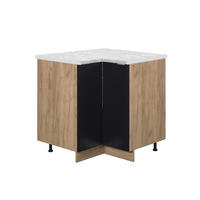 ECKSCHRANK Fame-Line, Schwarz gestreift, 80.5 cm, AP Marmor - Honigeiche/Eiche Wotan, Holzwerkstoff (80.5/82/60cm) - Vicco