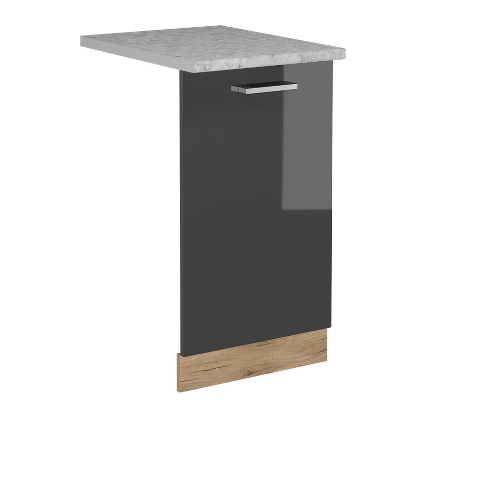 GESCHIRRSPÜLBLENDE R-Line Anthrazit Hochglanz 45 cm , AP Marmor - Honigeiche/Schwarz Hochglanz, Holzwerkstoff (45/81.8/1.6cm) - Vicco