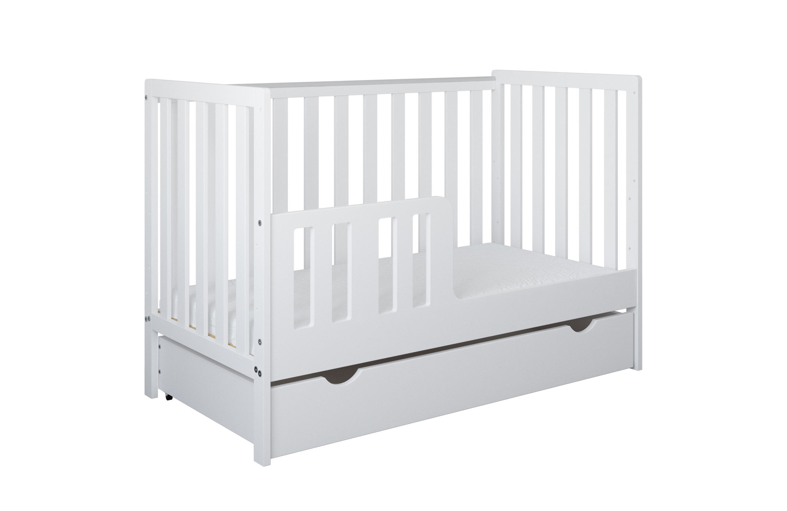 BABYBETT Lio mit Matratze und Schublade - Weiß, Holzwerkstoff (60/120cm) - kiki design