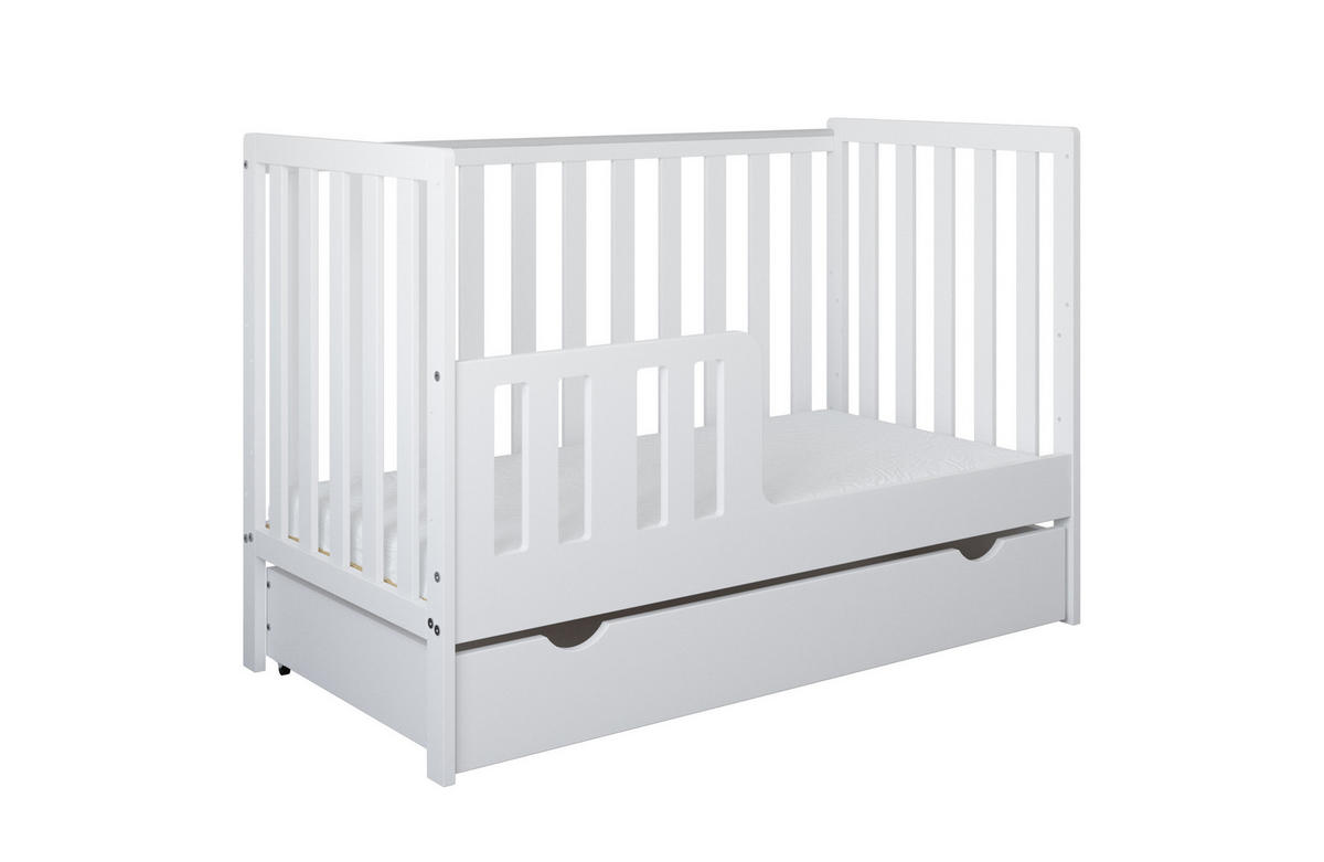 BABYBETT Lio mit Matratze und Schublade - Weiß, Holzwerkstoff (60/120cm) - kiki design