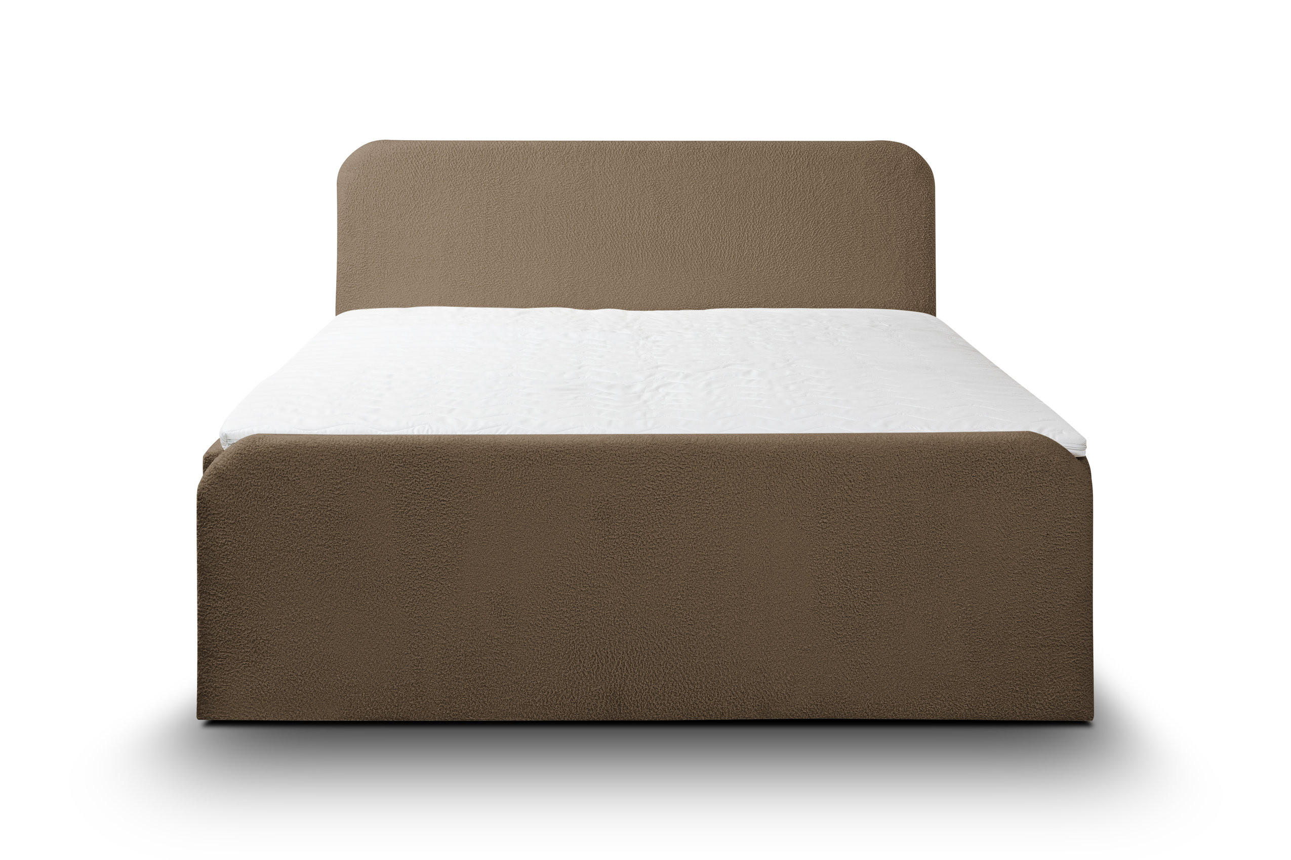 BOXBETT LAMBI mit 2 Bettkästen, 180x200, Farbe: Braun, Bouclé-Stoff, mit Bonell-Matratze inkl. Topper - Braun, Holz/Kunststoff (180/200cm) - VENASI MÖBEL