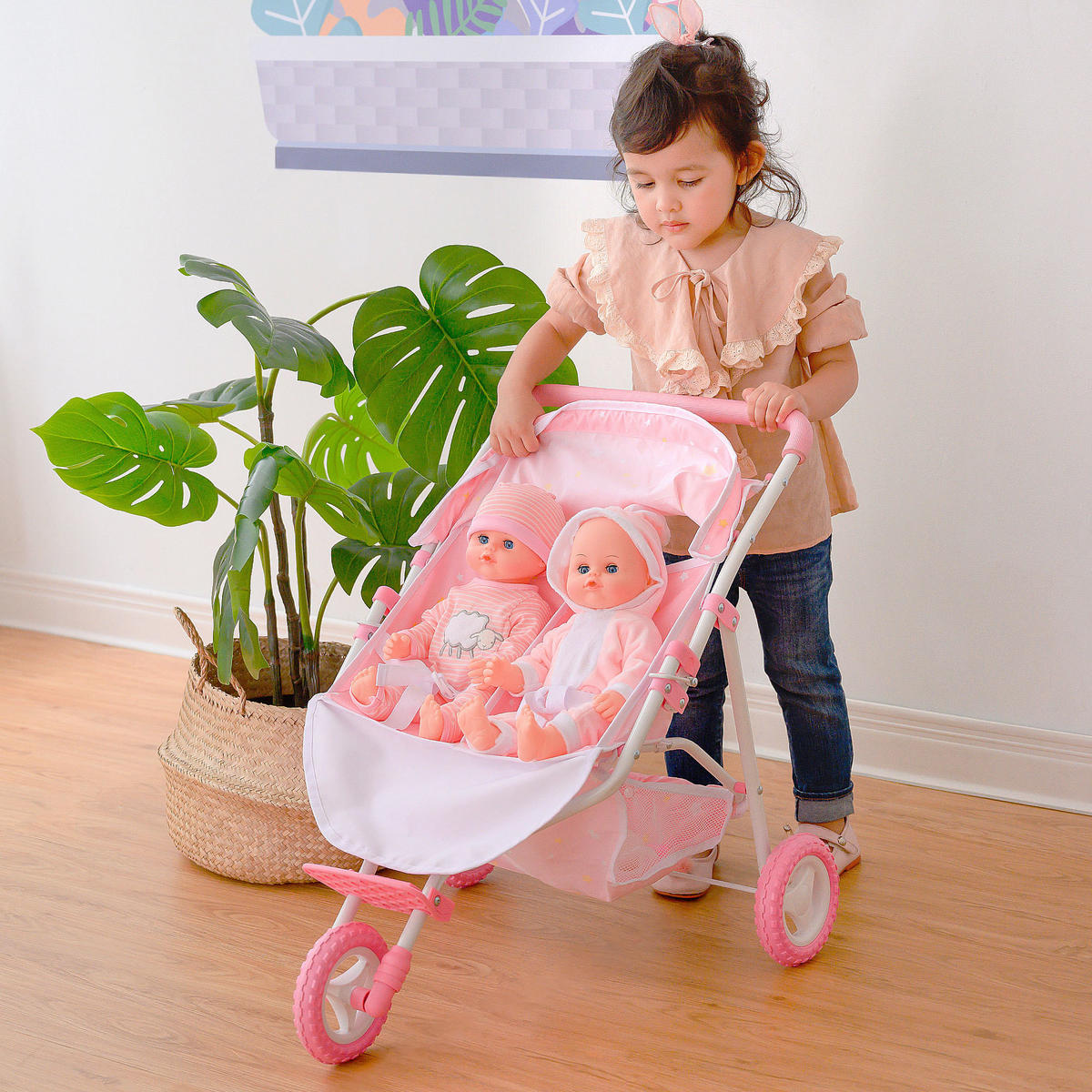 PUPPENWAGEN, Rosa, 49cm - Pink, Holzwerkstoff (65/49/60cm) - Teamson Kids