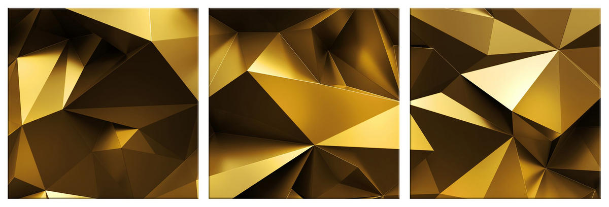 BILDER-SET aus Glas je 50x50 cm abstrakt gold - Gelb, Glas (150/50cm) - artissimo