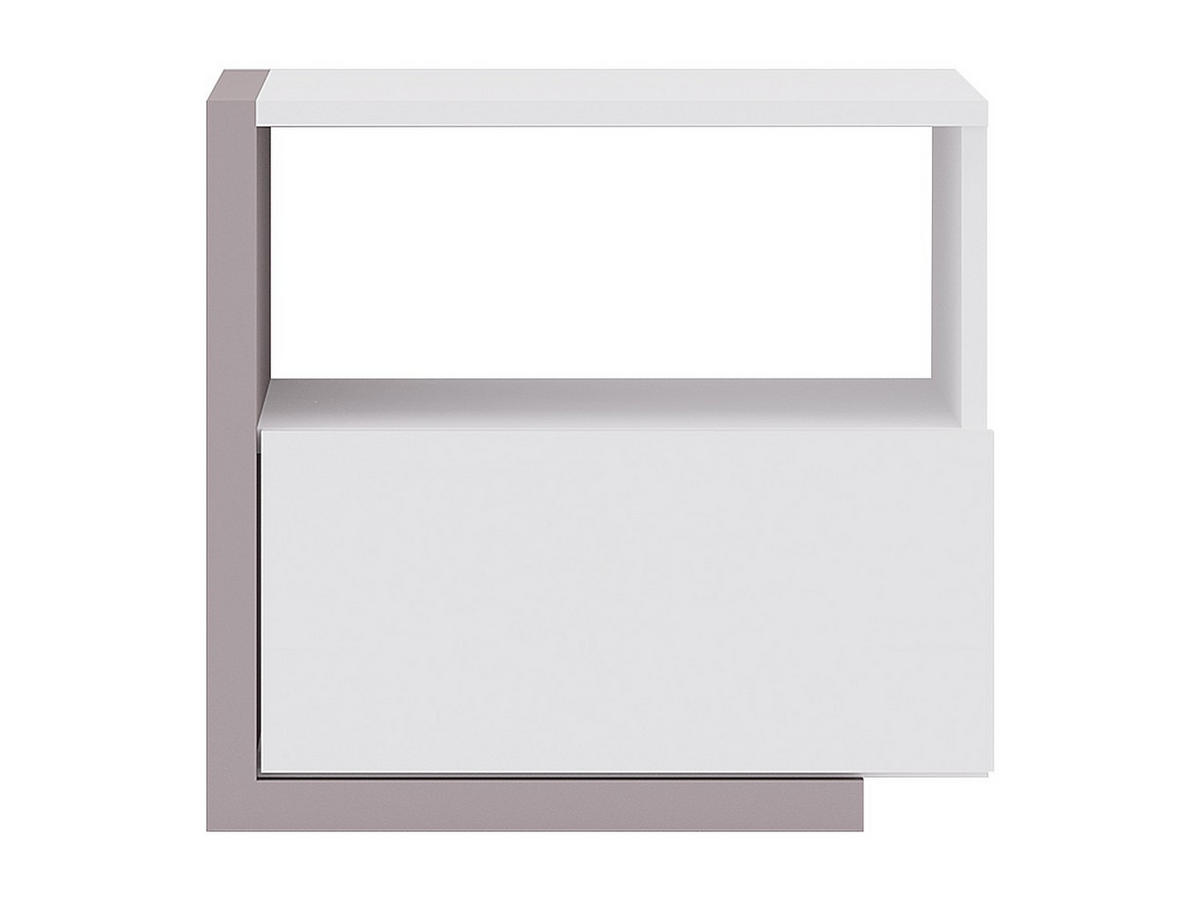 2ER-SET Nachttische skandinavisch mit 1 Schublade & 1 Ablage - Weiß & Taupe - NAPOLI II - Braun, Holz (46.4/43/39cm) - Vente-Unique