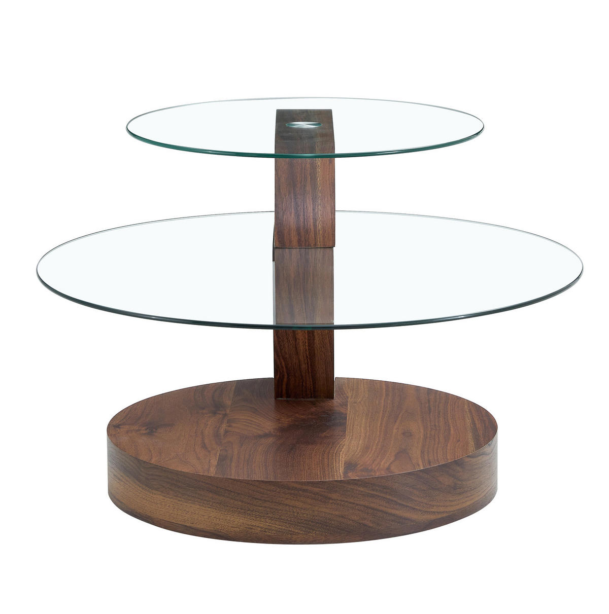 COUCHTISCH mit Glasplatten 50/70 cm aus MDF in Walnussfarben - Walnussfarben, Holzwerkstoff (90/70/44cm) - Flora Grace