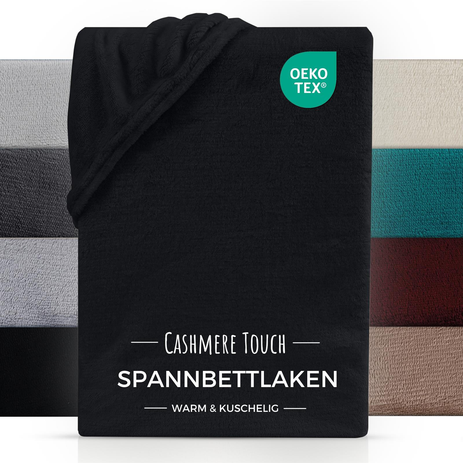 CASHMERE-TOUCH-SPANNBETTLAKEN 140x200 cm, Kuscheliges Winter Bettlaken Schwarz - Schwarz, Textil (140/200cm) - Carpe Sonno
