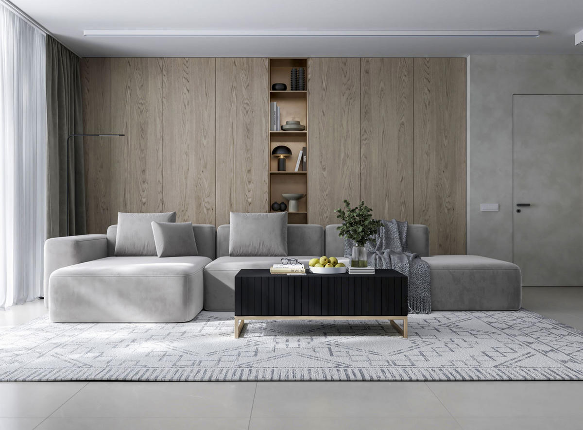 COUCHTISCH Elpis Schwarz matt Glamour 110 cm - Goldfarben/Schwarz, Holzwerkstoff/Metall (54/110/39cm) - Meble Lindner