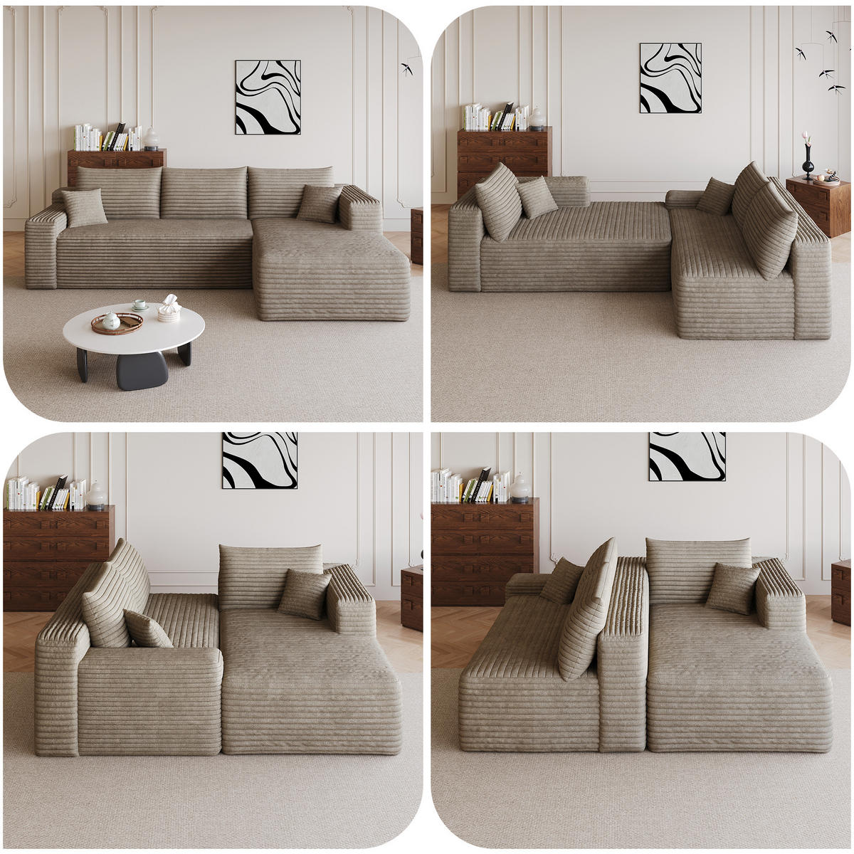 L-FÖRMIGES ECKSOFA Camel 241/151/58 cm 3-Sitzer Ohne Montage - Cognac, Textil (241/151cm) - PANGIVO