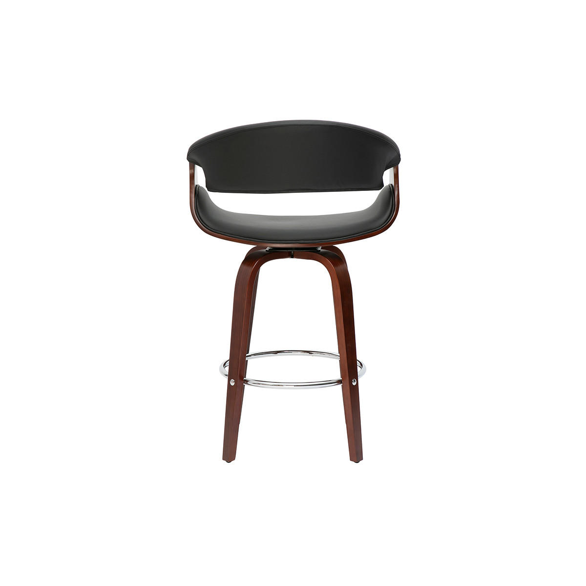 BARHOCKER Design Schwarz Dunkles Holz 65 cm ARAMIS - Schwarz, Holz (50/98.5/60cm) - Miliboo