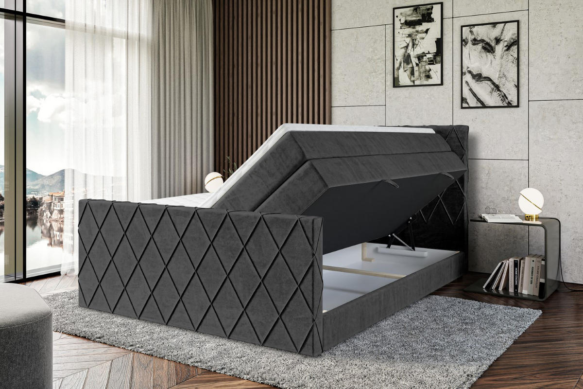 BOXSPRINGBETT LEPARO-Z KING - 140 x 200 - H3/H4 - Schwarz - Schwarz, Holzwerkstoff (140/200cm) - ALTDECOR