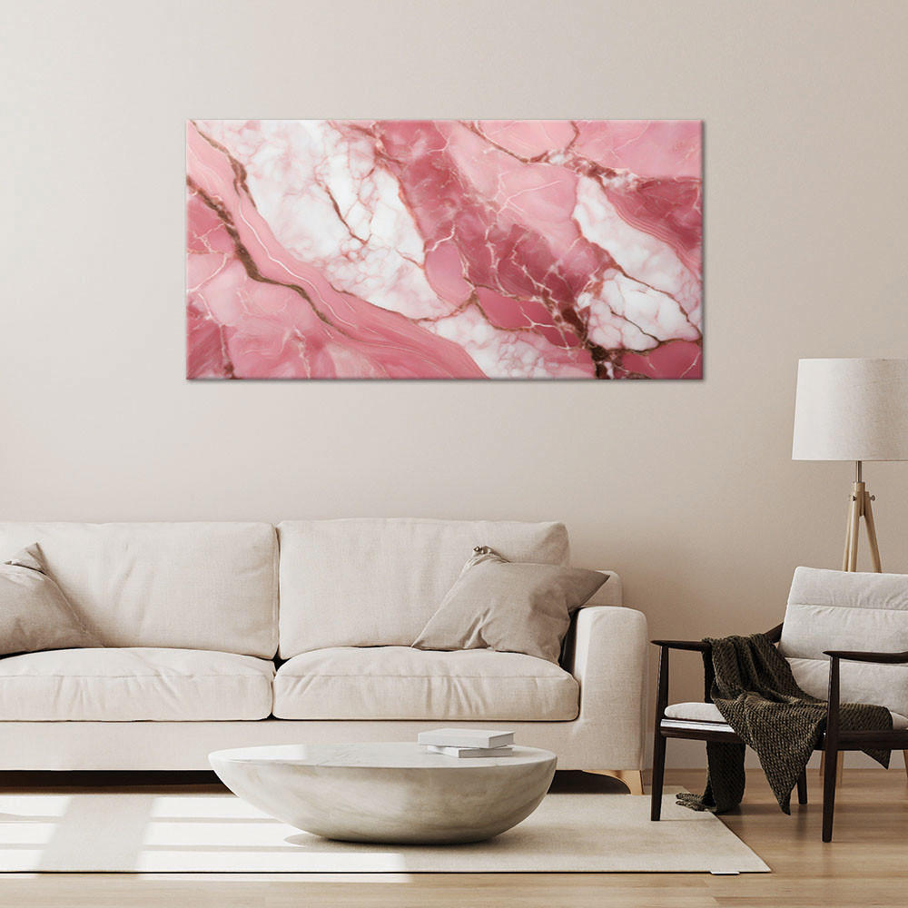 LEINWANDBILD Rosa Marmorstein-Goldelemente 80x40cm - Pink, Textil (80/40cm) - Feeby