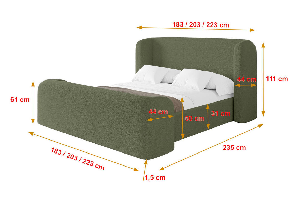 POLSTERBETT mit Bettkasten, Fußteil und Lattenrost, Boxbett ohne Matratze - ESTI-Z 160x200 Grün - Grün, Holzwerkstoff/Textil (160/200cm) - ALTDECOR