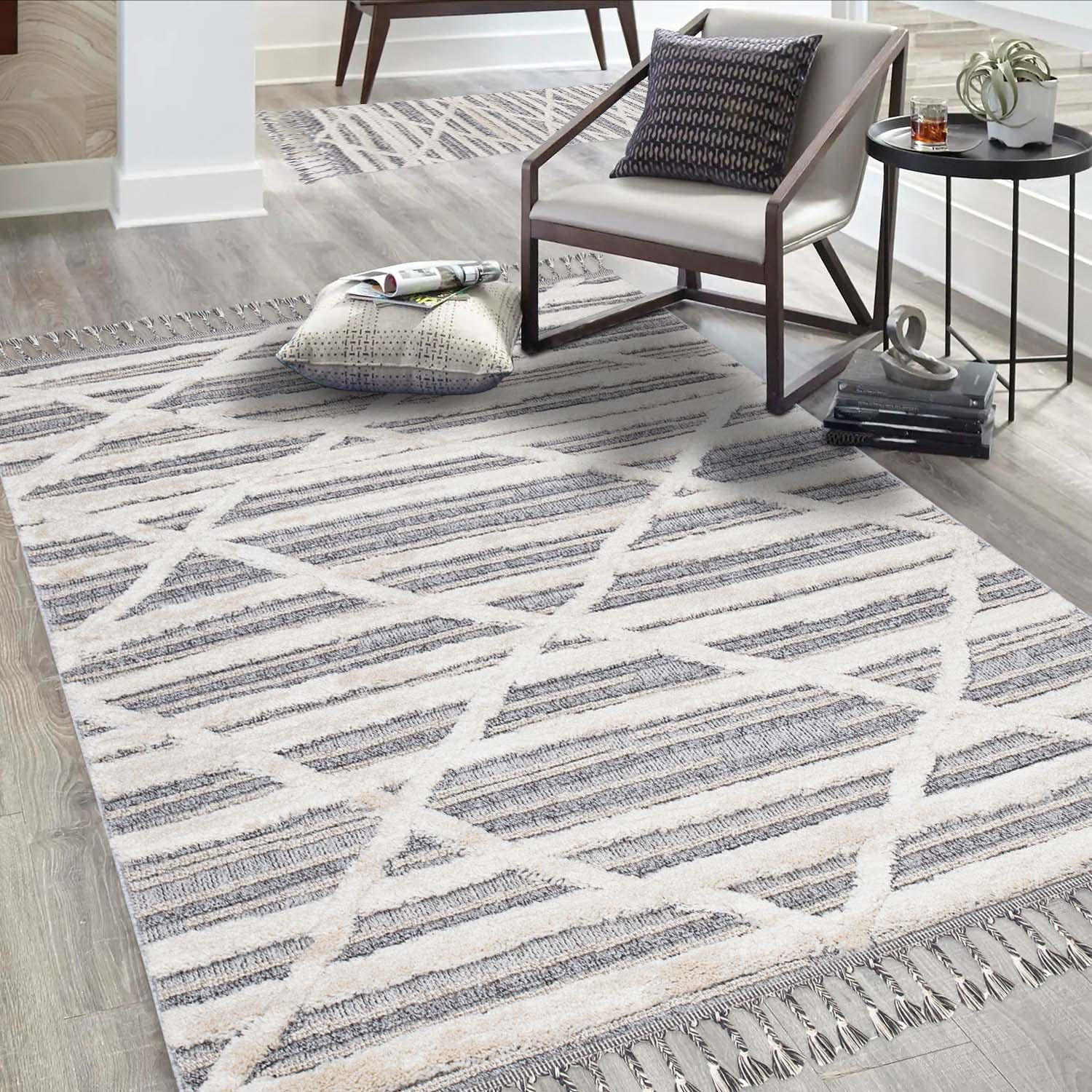 KURZFLOR-TEPPICH Valencia 810 Graublau/ Creme 160x230 cm - Blau/Creme, Textil (160/230cm) - carpet city
