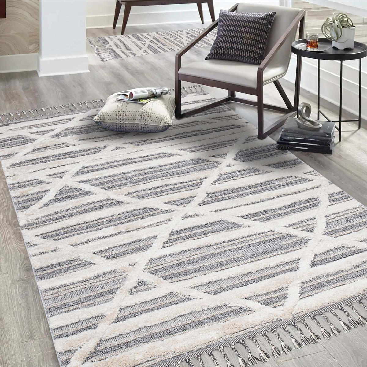KURZFLOR-TEPPICH Valencia 810 Graublau/ Creme 160x230 cm - Blau/Creme, Textil (160/230cm) - carpet city