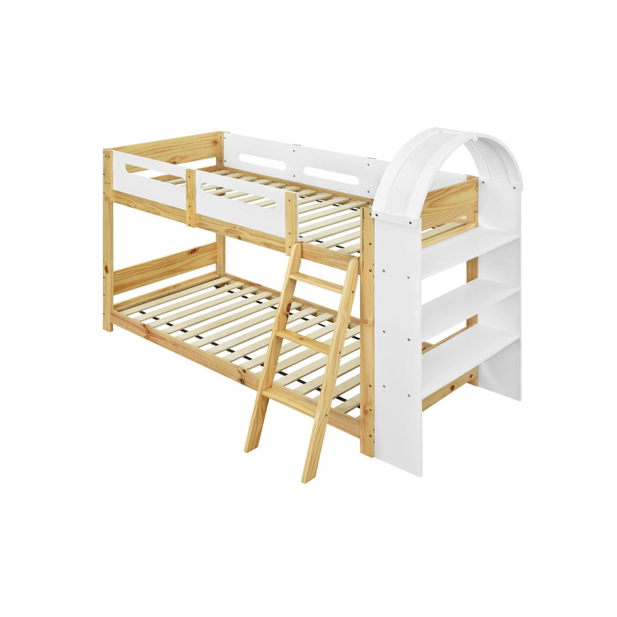 ETAGENBETT 90x200 Weiß+Natur - Naturfarben, Holz (90/200cm) - ComfortXL