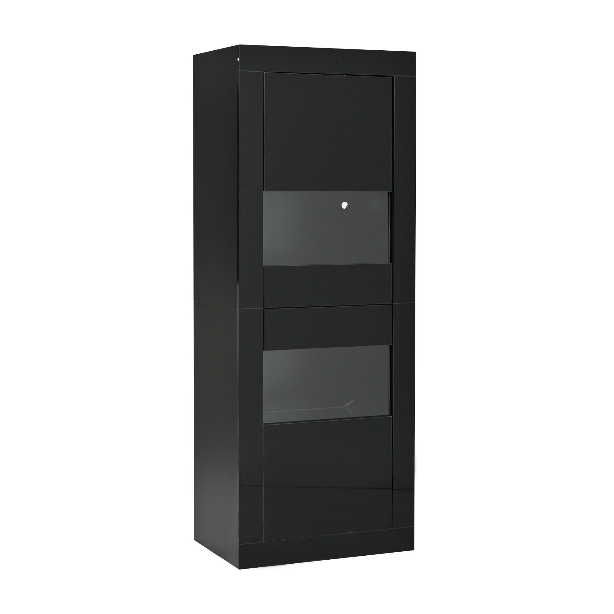VITRINE 61x42x162 cm Schwarz mit LED und Glasboden - Schwarz, Holzwerkstoff (61/162/42cm) - FLIEKS