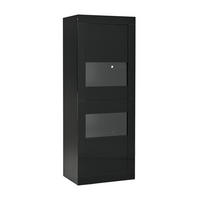 VITRINE 61x42x162 cm Schwarz mit LED und Glasboden - Schwarz, Holzwerkstoff (61/162/42cm) - FLIEKS