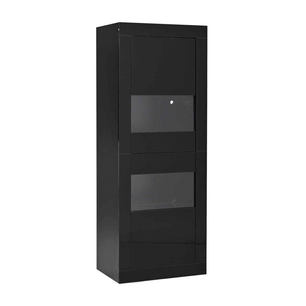 VITRINE DE-37762 mit LED-Beleuchtung und Glasböden Schwarz - Schwarz, Holzwerkstoff (61/162/42cm) - ComfortXL