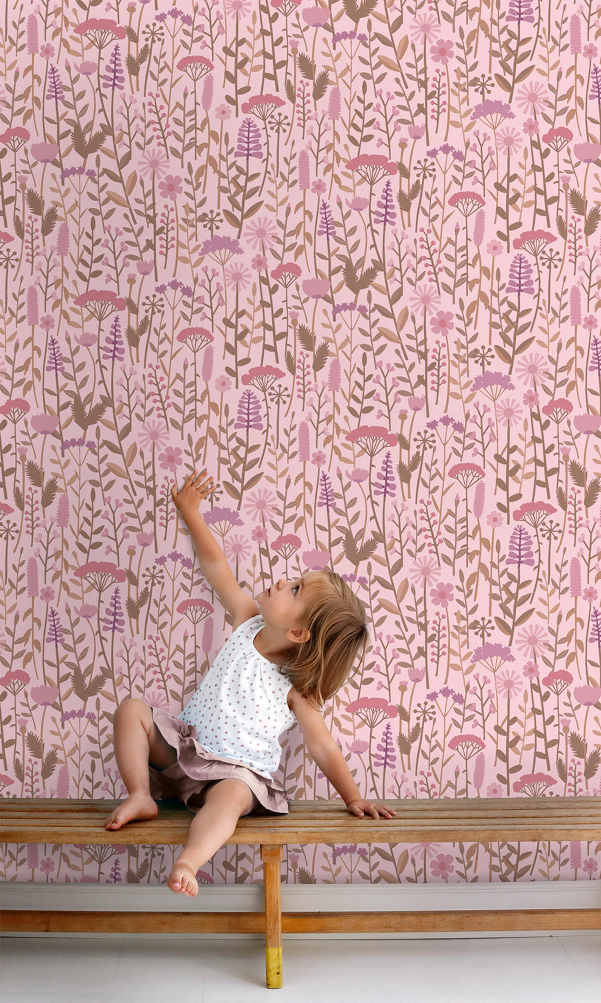 TAPETE Feldblumen 50 x 900 cm - Pink, Papier (50/0.1cm) - ESTAhome