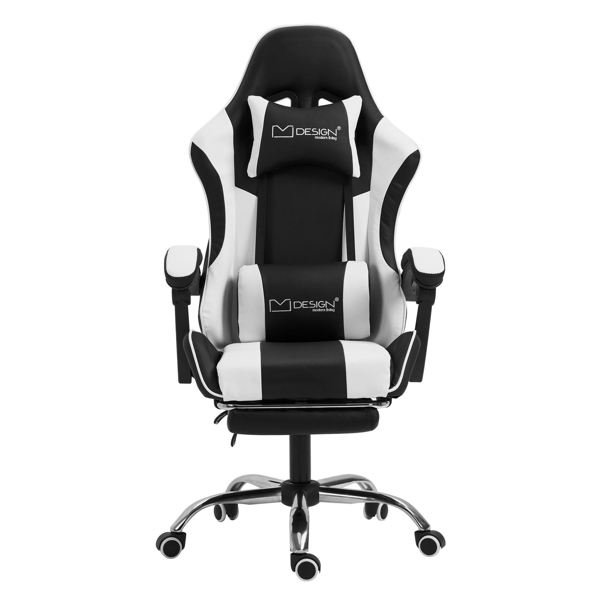 GAMING-STUHL schwarz weiß - Weiß, Metall (62/128/62cm) - ML-DESIGN