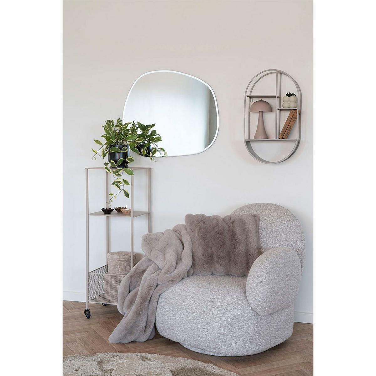 FÅTÖLJ Messina 85 x 87 x 81 cm – ljusgrå - Ljusgrå, Träbaserade material/Textil (85/81/87cm) - ebuy24